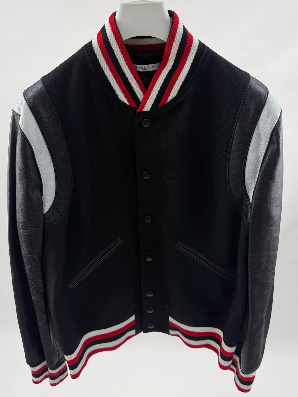 Givenchy Black Varsity Jacket with Red & White Trim